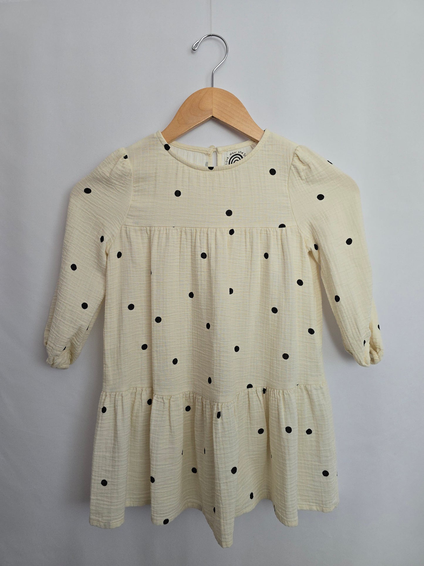 F&F Cream Pollkadot Tiered Dress • 4-5 years