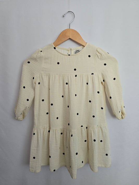 F&F Cream Pollkadot Tiered Dress • 4-5 years