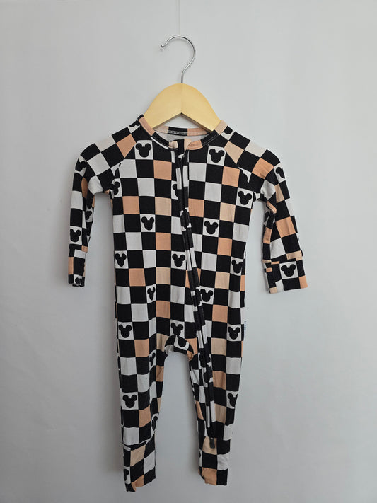 Blush Lotus Checkered Mickey Zippy • 3-6 months