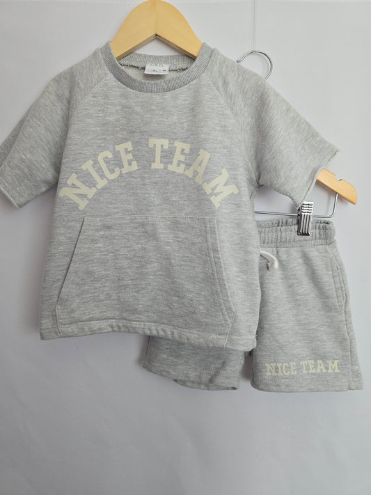 Zara Light Grey Nice Team Sweatshirt & Shorts Set • 3 years
