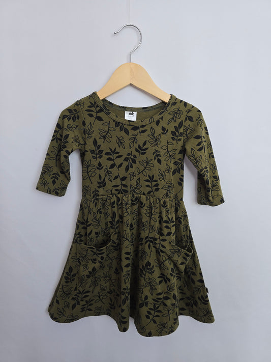 Little & Lively Olive Fern Clementine Dress • 1-2 years