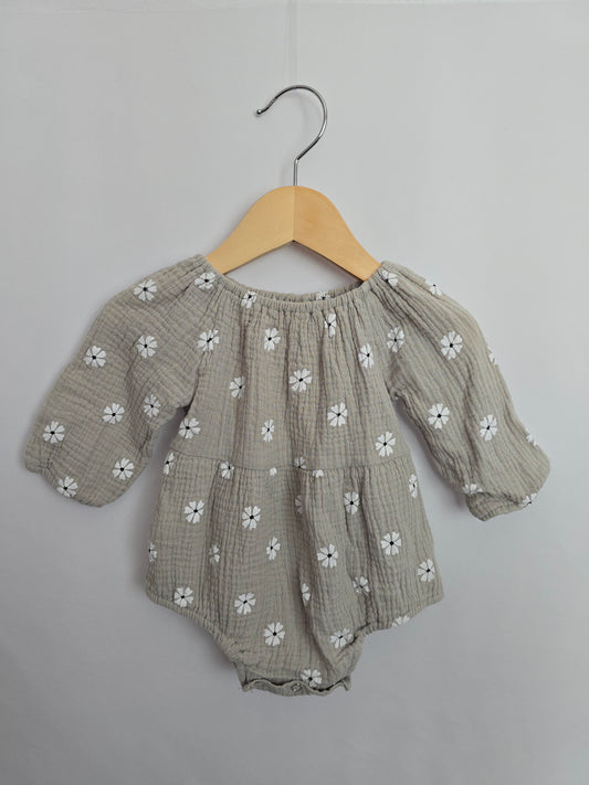 Holde Sage Floral Bubble Romper • 3-6 months