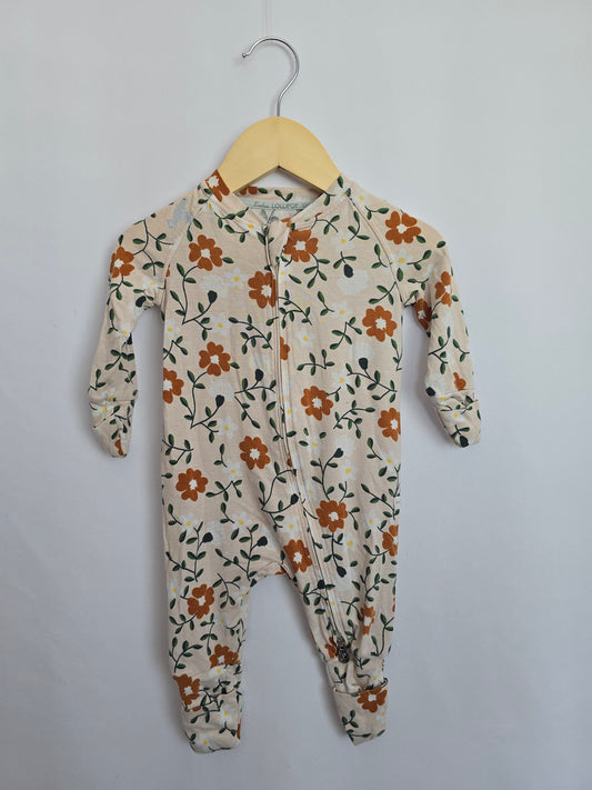 Loulou Lollipop Floral Zip Footie •  0-3 months
