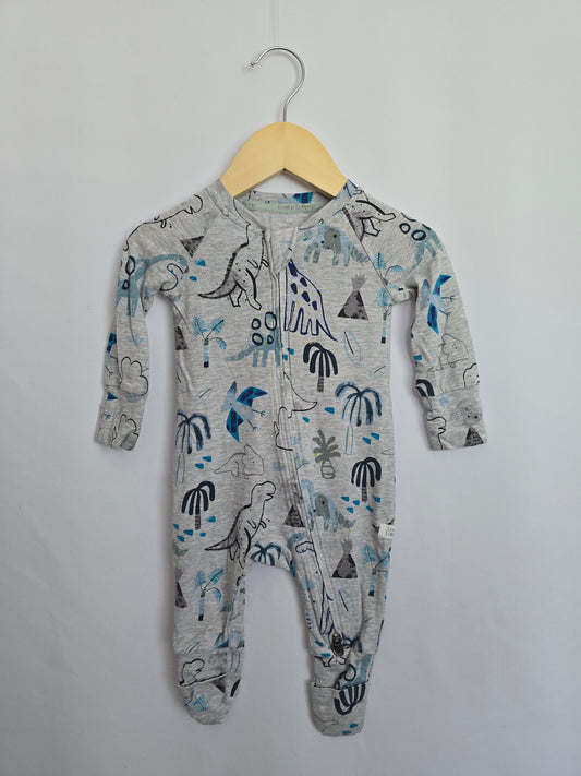 Loulou Lollipop Dino Zip Footie •  0-3 months