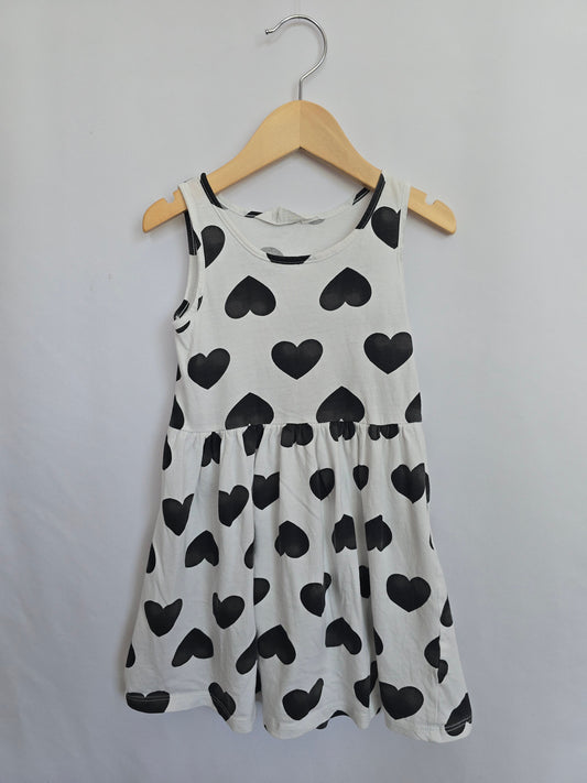 H&M Black/White Hearts Tank Dress • 4-6 years
