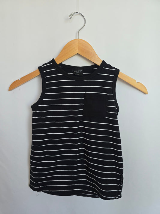Little Bipsy Black Stripe Pocket Tank • 3-4 years