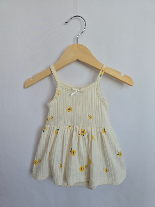 Old Navy Sunflower Twirl Bodysuit • 6-12 months