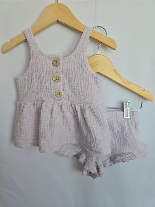 Petit Lem Cherry Blossoms Muslin Cotton Set • 2T