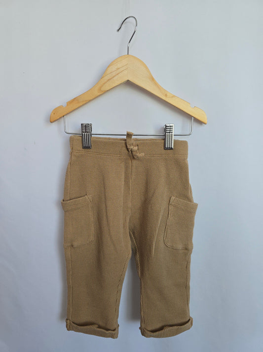 H&M Taupe Waffle Joggers • 12-18 months
