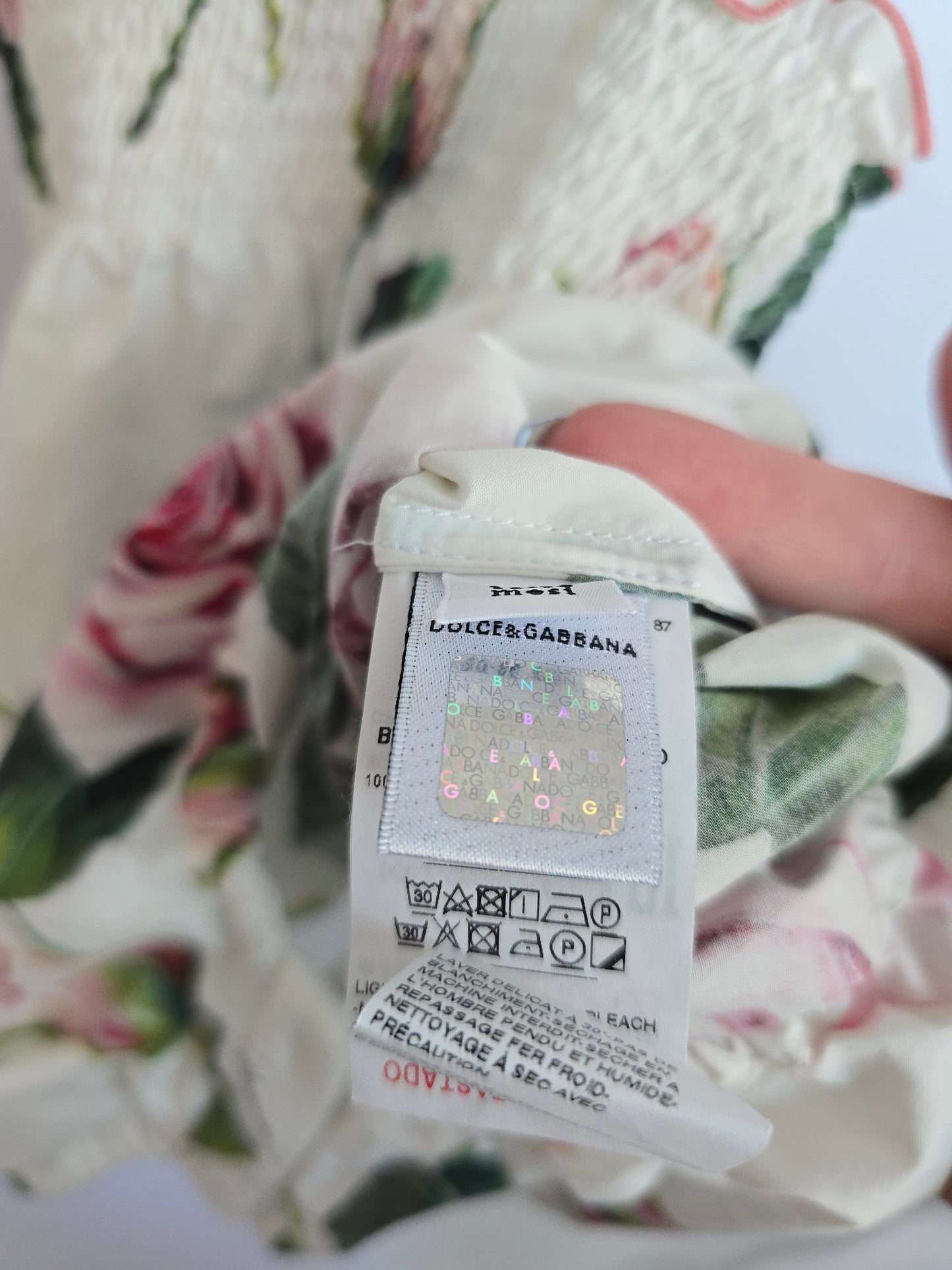 Dolce Gabana Roses Cotton Smocked Bubble Romper • 12-18 months