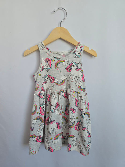 H&M Rainbow Unicorn Tank Dress • 18-24 months