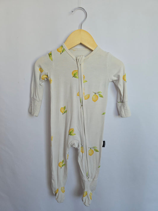 Belan J Lemons Zip Footie *stain* • 3-6 months