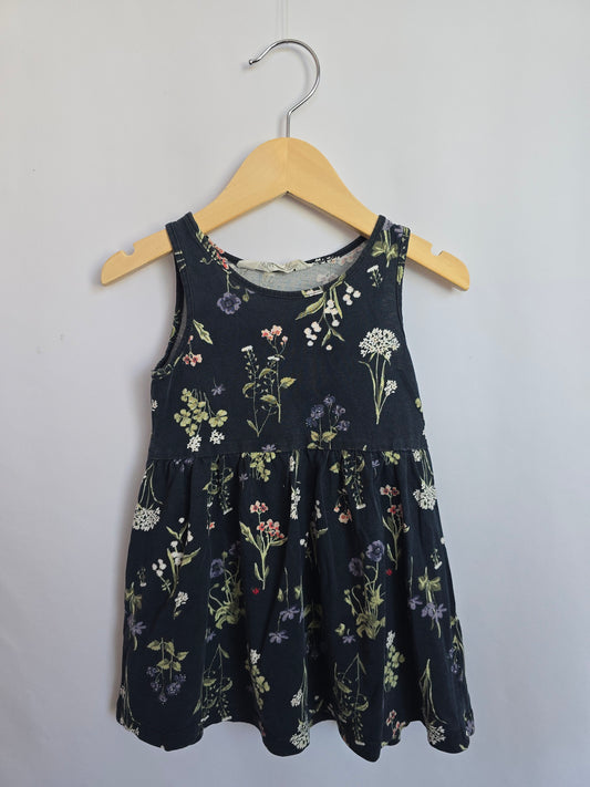 H&M Navy Dainty Floral Tank Dress • 18-24 months