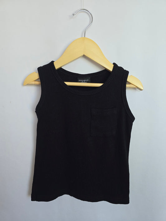 Little Bipsy Black Ribbed Rayon Pocket Tank • 4-5 years