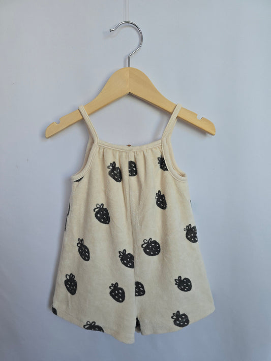 Zara Terry Strawberry Shorts Romper • 9-12 months