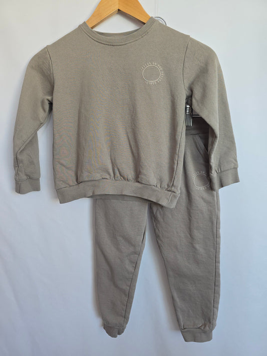 Redtag Kids Grey Sweatshirt & Joggers • 5-6 years