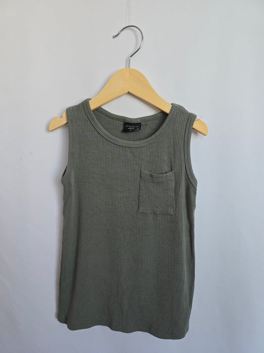 Little Bipsy Olive Ribbed Rayon Pocket Tank • 4-5 years