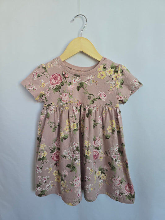 Next Blush Floral Babydoll Dress • 18-24 months