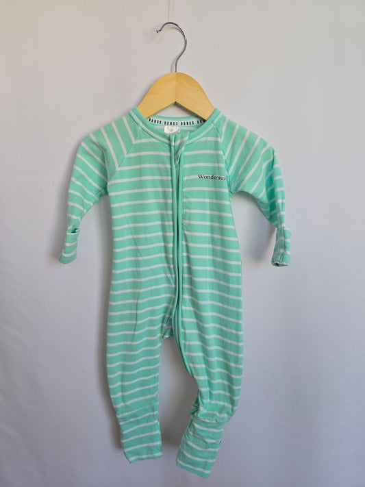 Bonds Aqua Stripe Wondersuit • 3-6 months