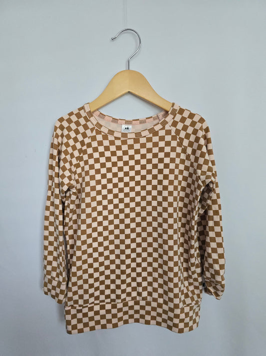 Little & Lively Pink Checkered Crewneck • 5-6 years