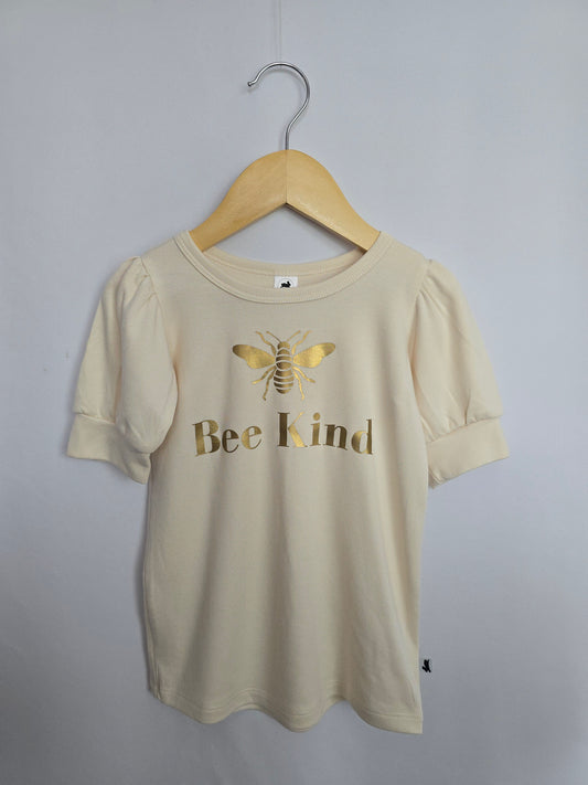 Little & Lively Bee Kind Cream Puff Sleeve Shirt • 3-4 years