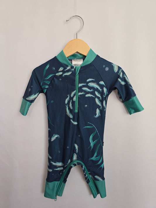 Honeysuckle Fish Sunsuit • 0-6 months