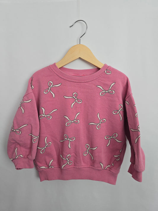 Zara Hot Pink Bows Crew • 3 years