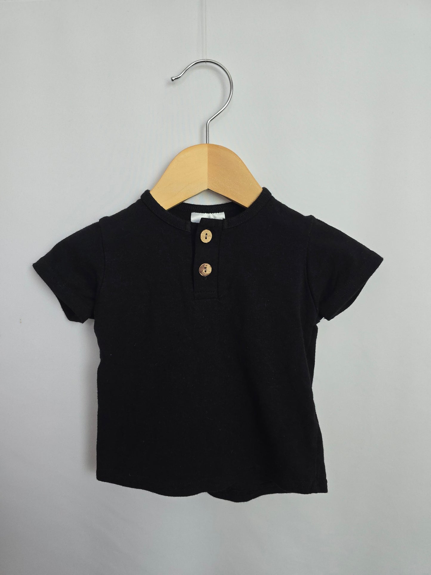 Tiny Button Apparel Black Button Shirt • 0-6 months
