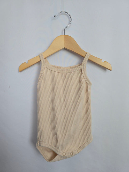 PLAY Mebie Baby Cream Ribbed Bodysuit • 3-6 months