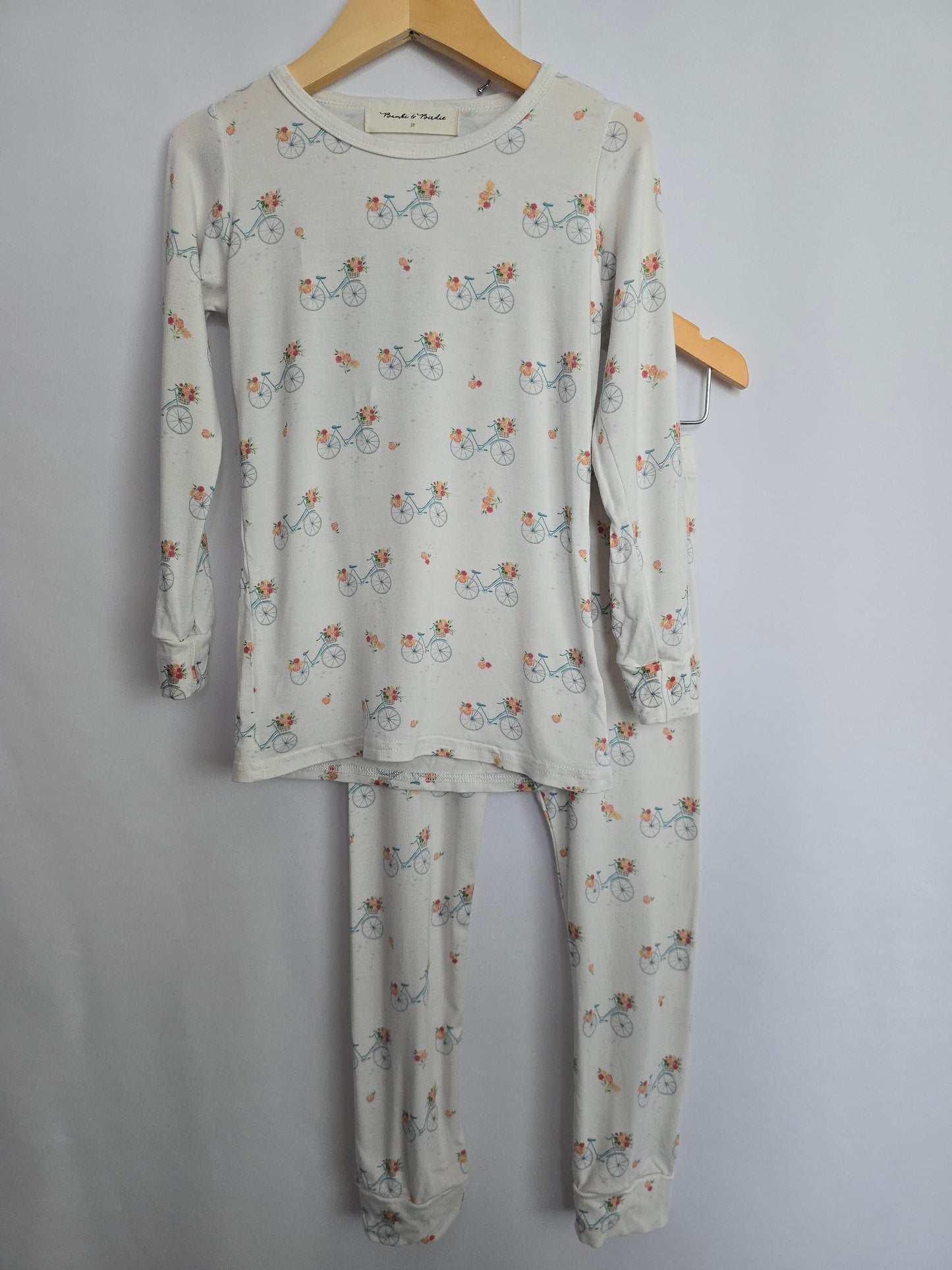 Bambi & Birdie Floral Bicycles Pajama Set • 3 years
