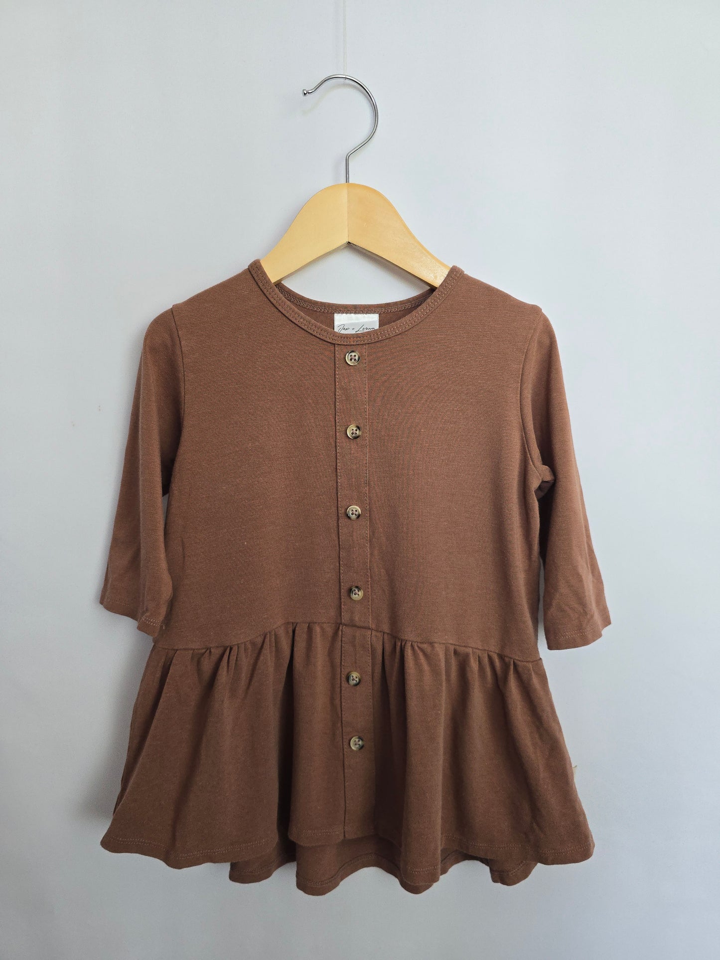Jax & Lennon Brown Peplum Shirt • 3-4 years