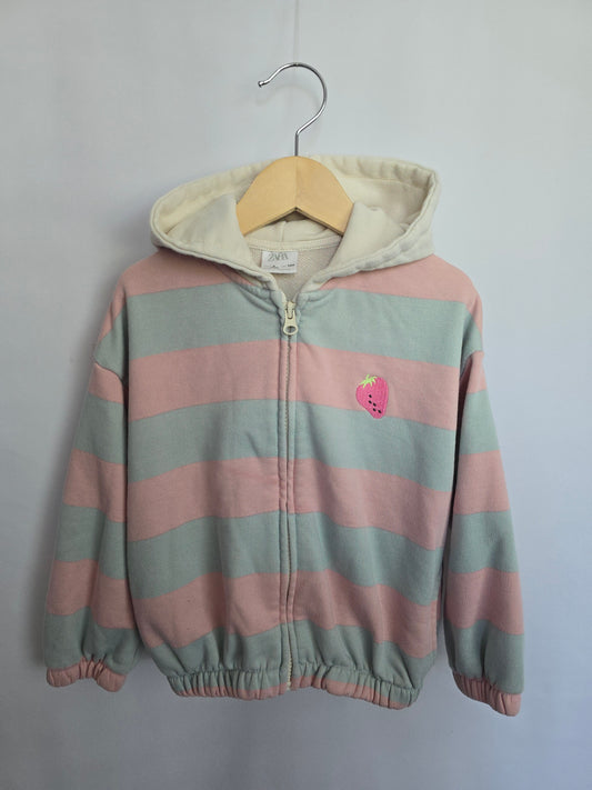Zara Striped Strawberry Zip Up Hoodie • 4 years