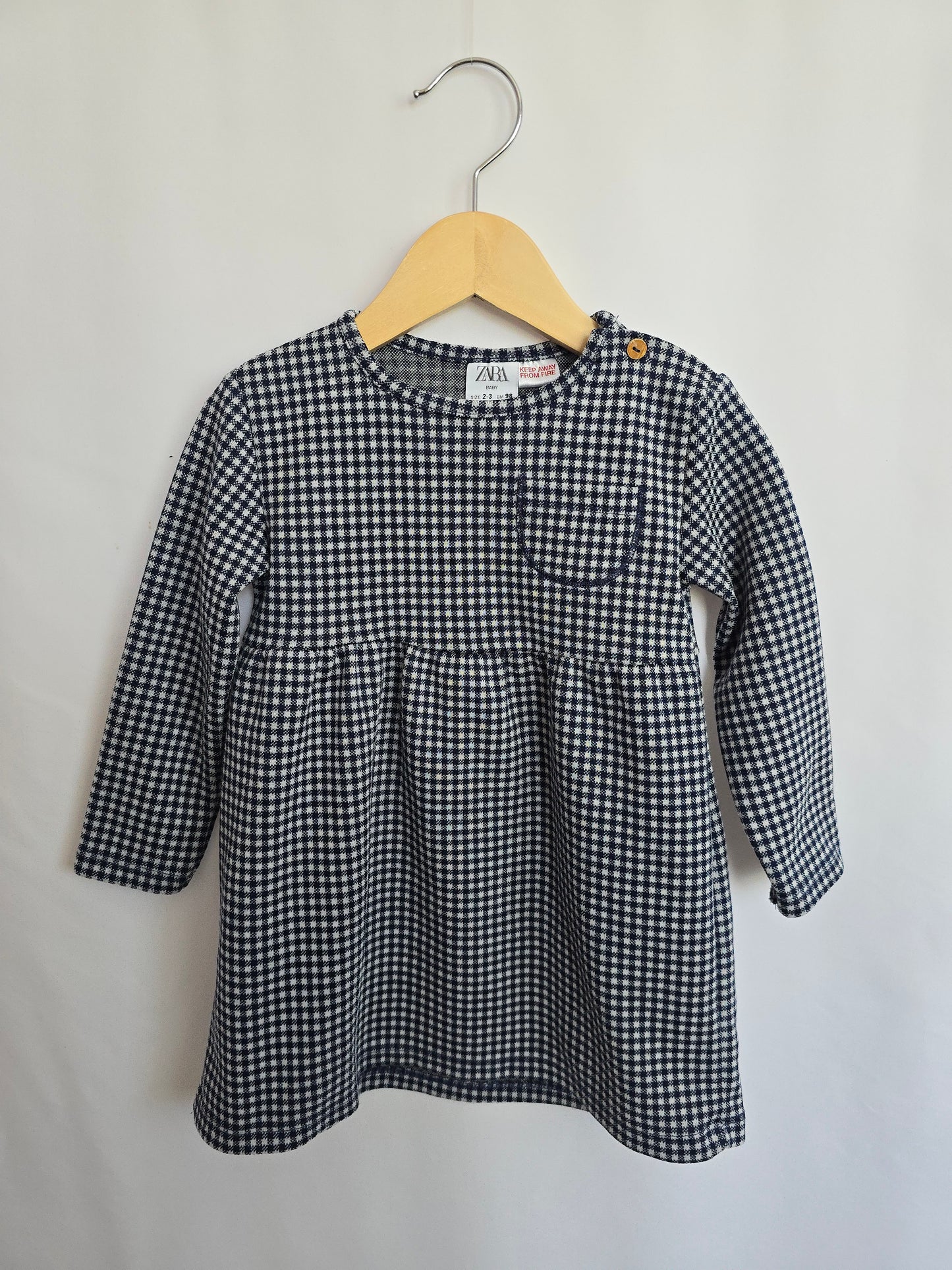 Zara Navy Plaid Pocket Dress • 2-3 years