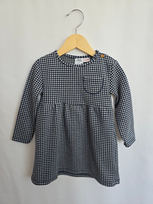 Zara Navy Plaid Pocket Dress • 2-3 years