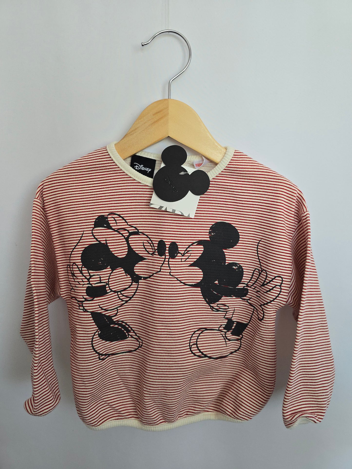 NEW Zara Red Stripe Minnie Terry Long Sleeve • 18 months