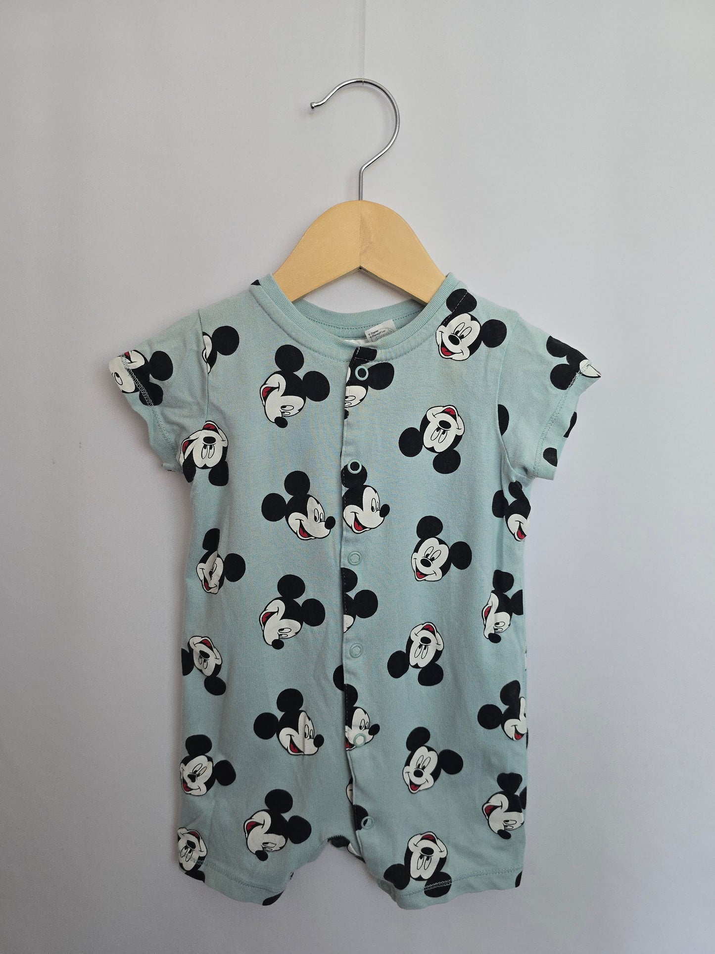 H&M Mickey Snap Shortie Romper • 4-6 months