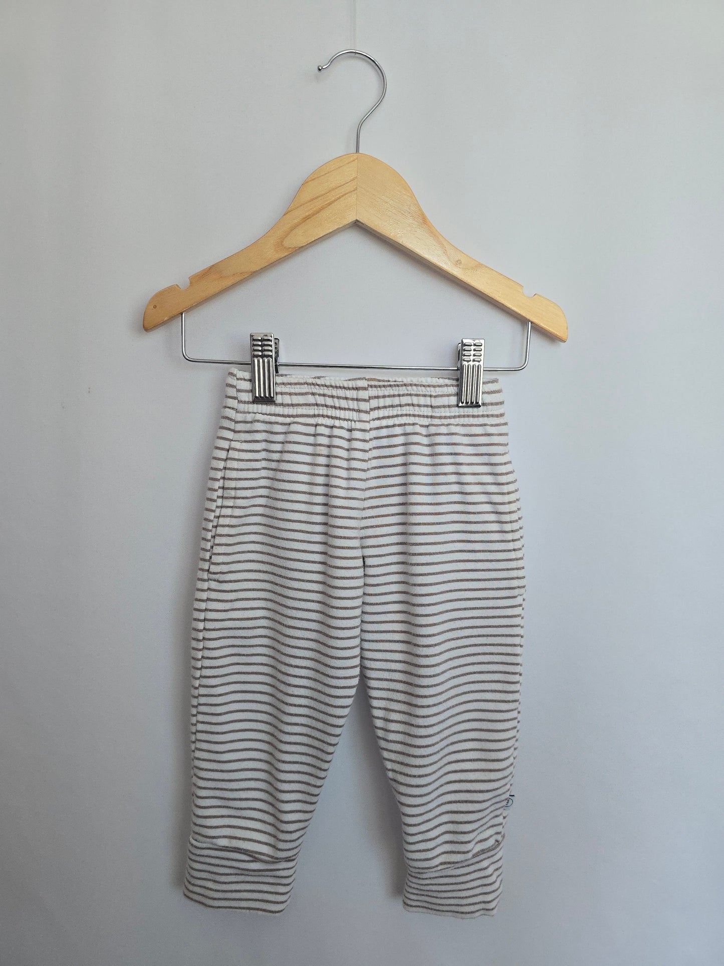 Tiny Button Apparel Brown Striped Joggers • 6-12 months