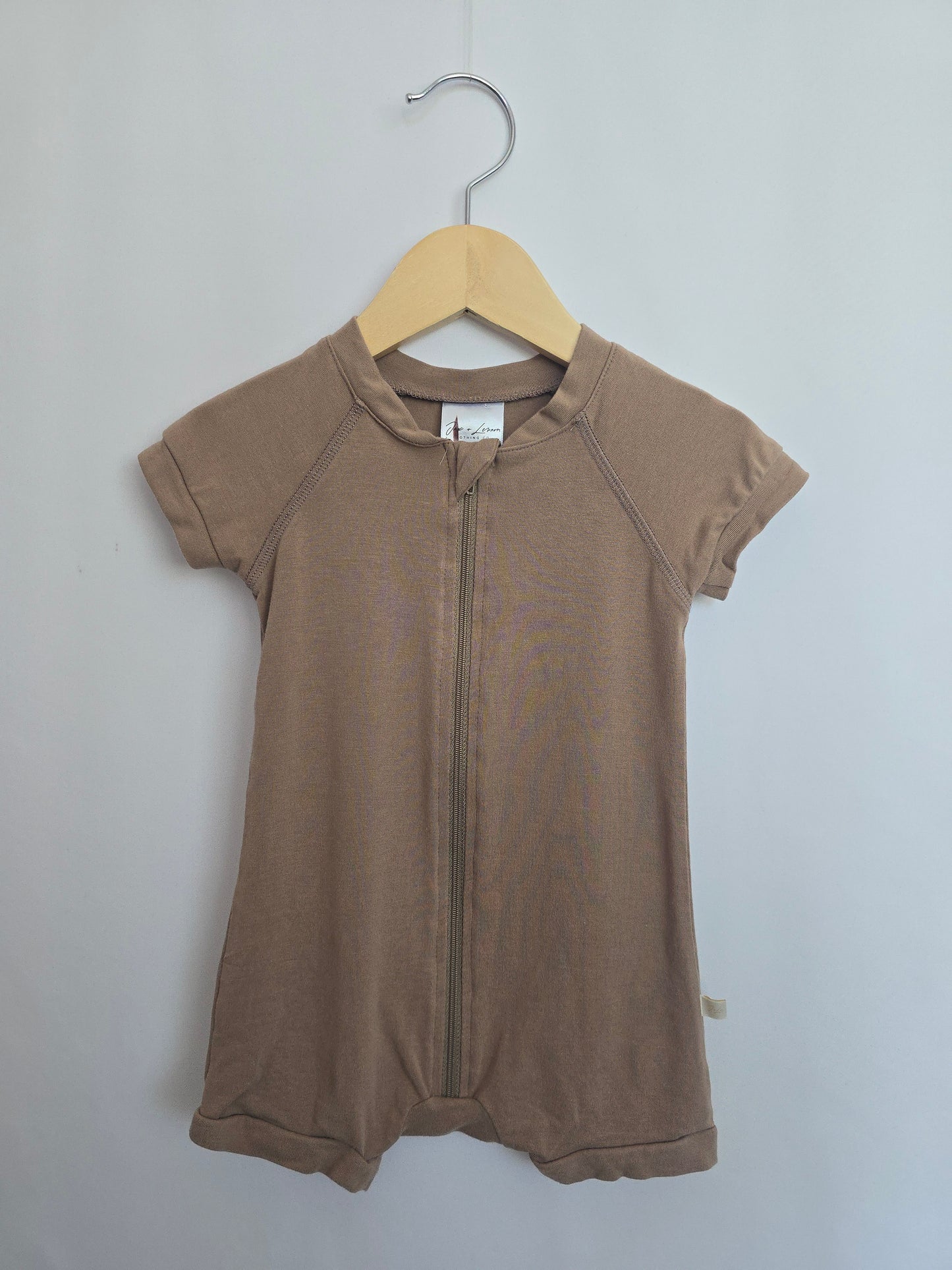 Jax & Lennon Oak Zip Shortie Romper • 6-12 months