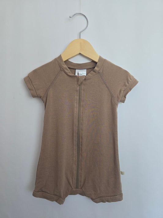 Jax & Lennon Oak Zip Shortie Romper • 6-12 months
