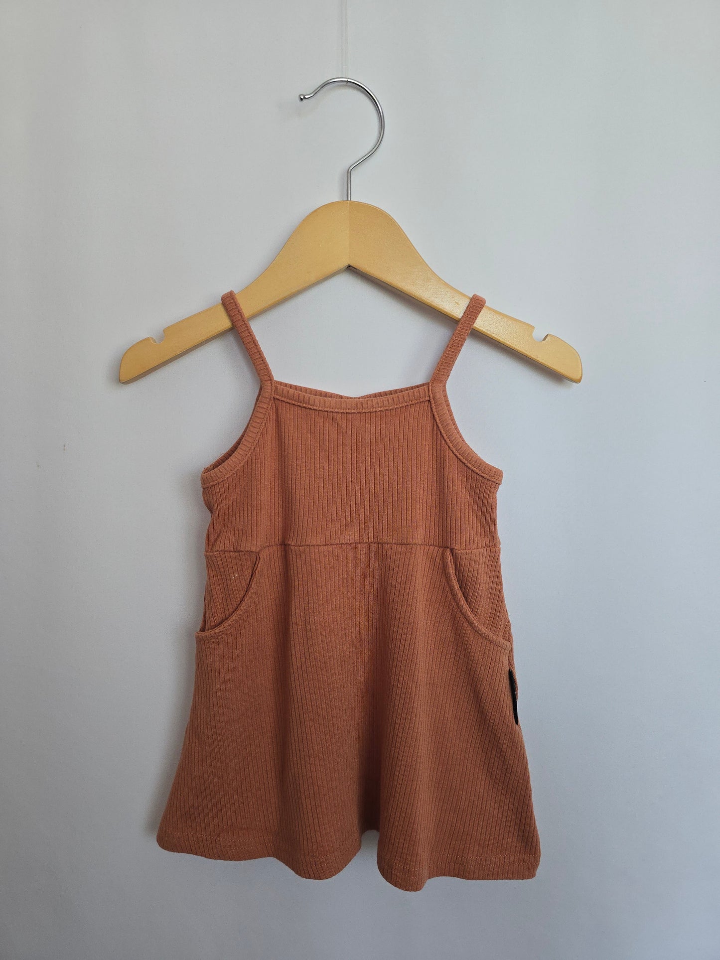 Little Bipsy Ribbed Marmalade Pocket Dress • 6-12 months
