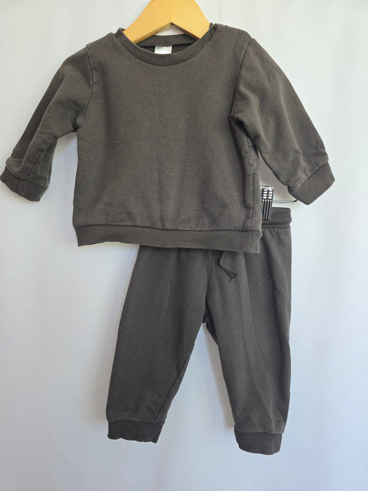 H&M Dark Grey Crewneck & Jogger Set • 6-9 months
