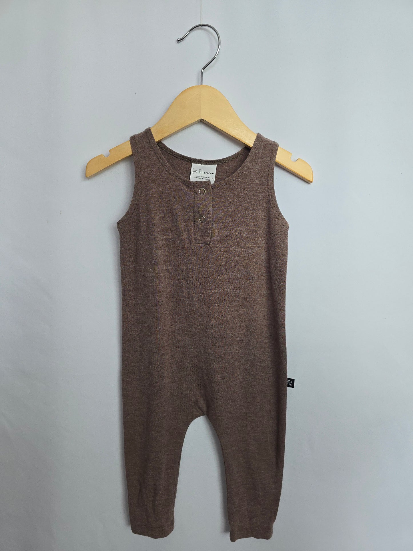 Jax & Lennon Tank Romper Chocolate • 6-12 months
