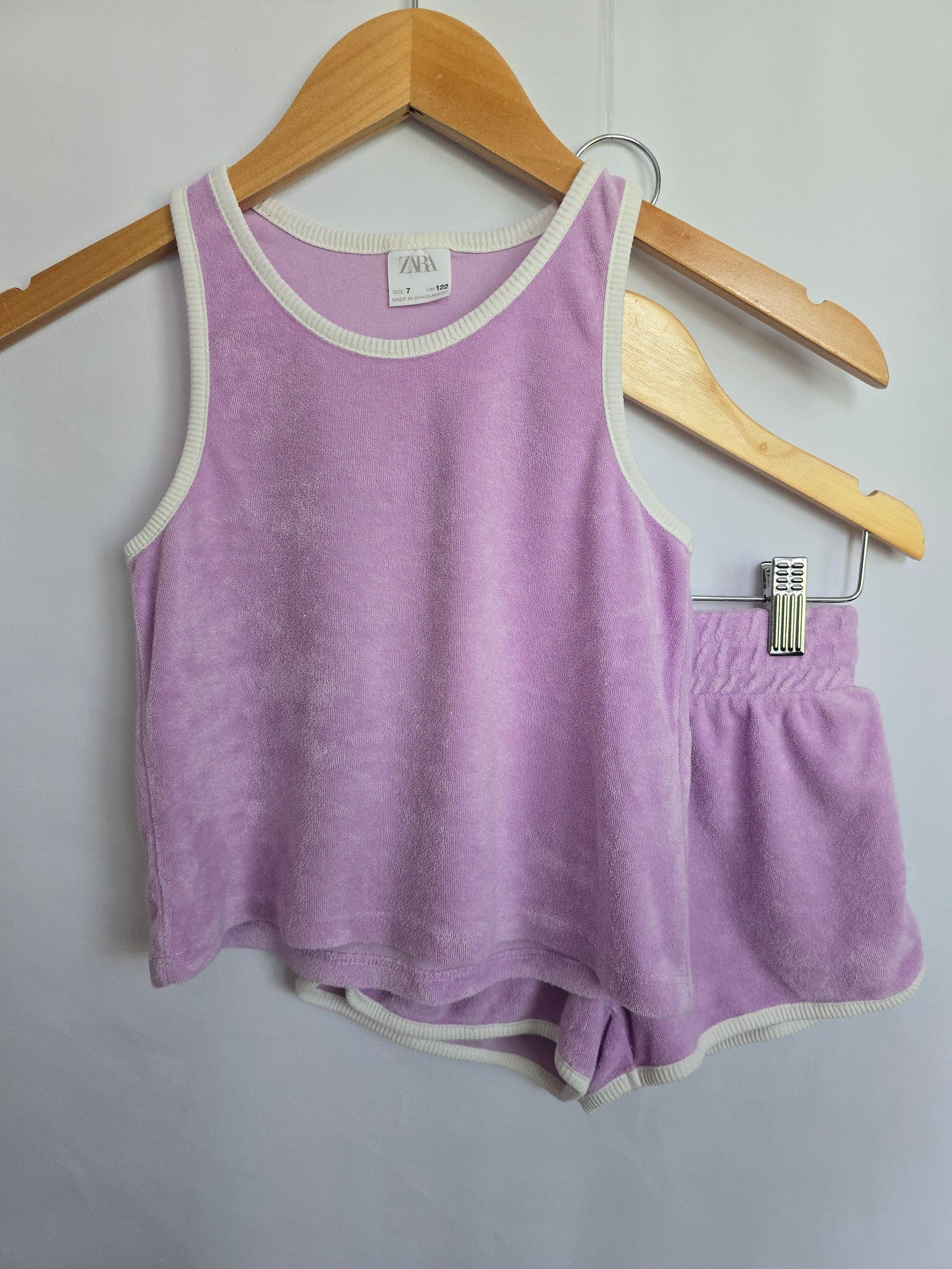 Zara Purple Terry Tank & Shorts Set • 7 years