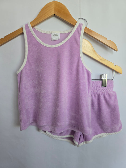 Zara Purple Terry Tank & Shorts Set • 7 years