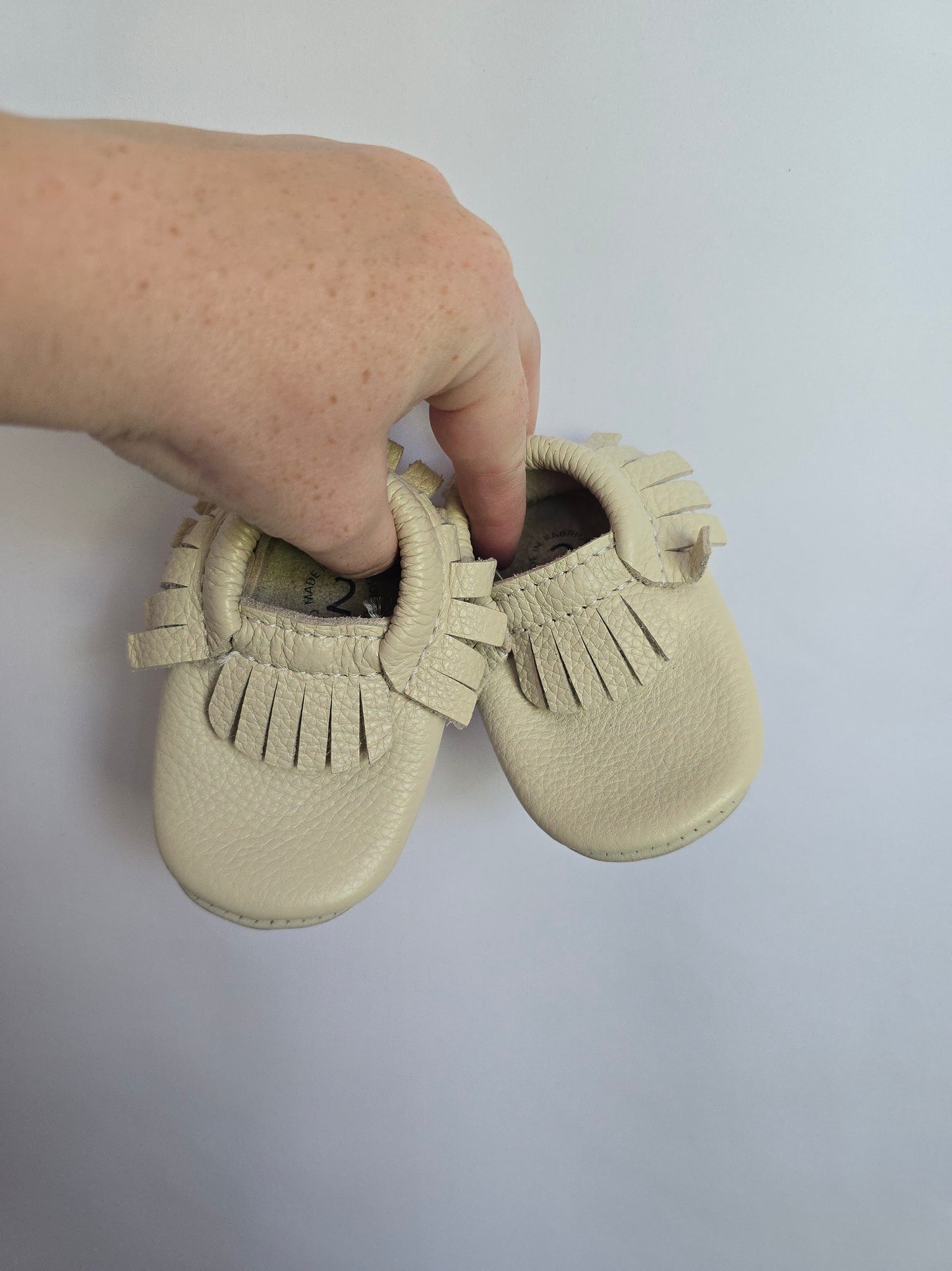Minimoc Bone Fringe Soft Sole Shoe • 2C