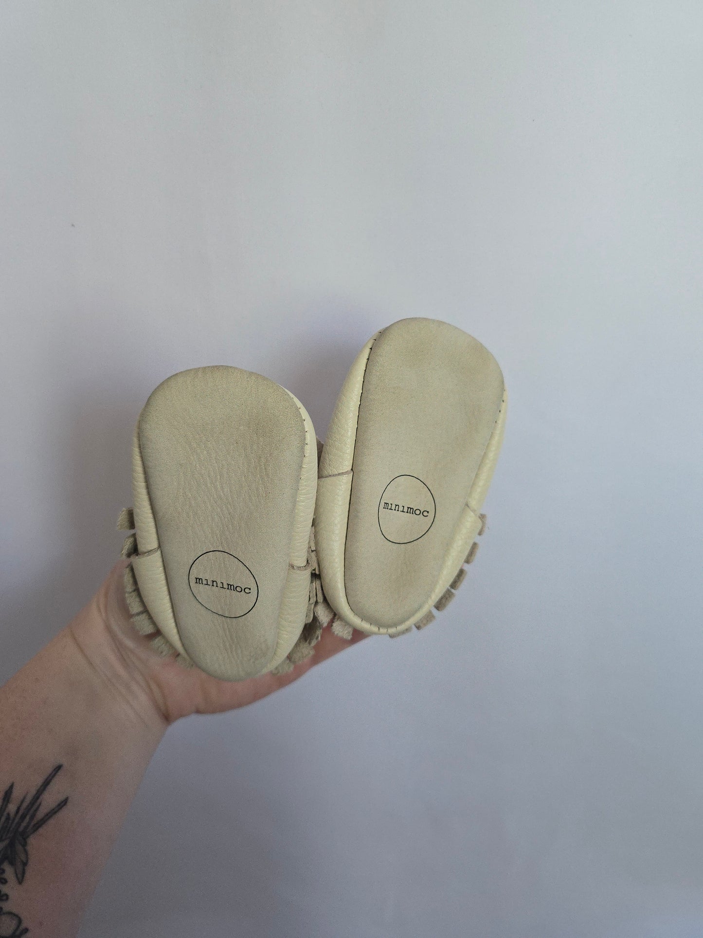 Minimoc Bone Fringe Soft Sole Shoe • 2C