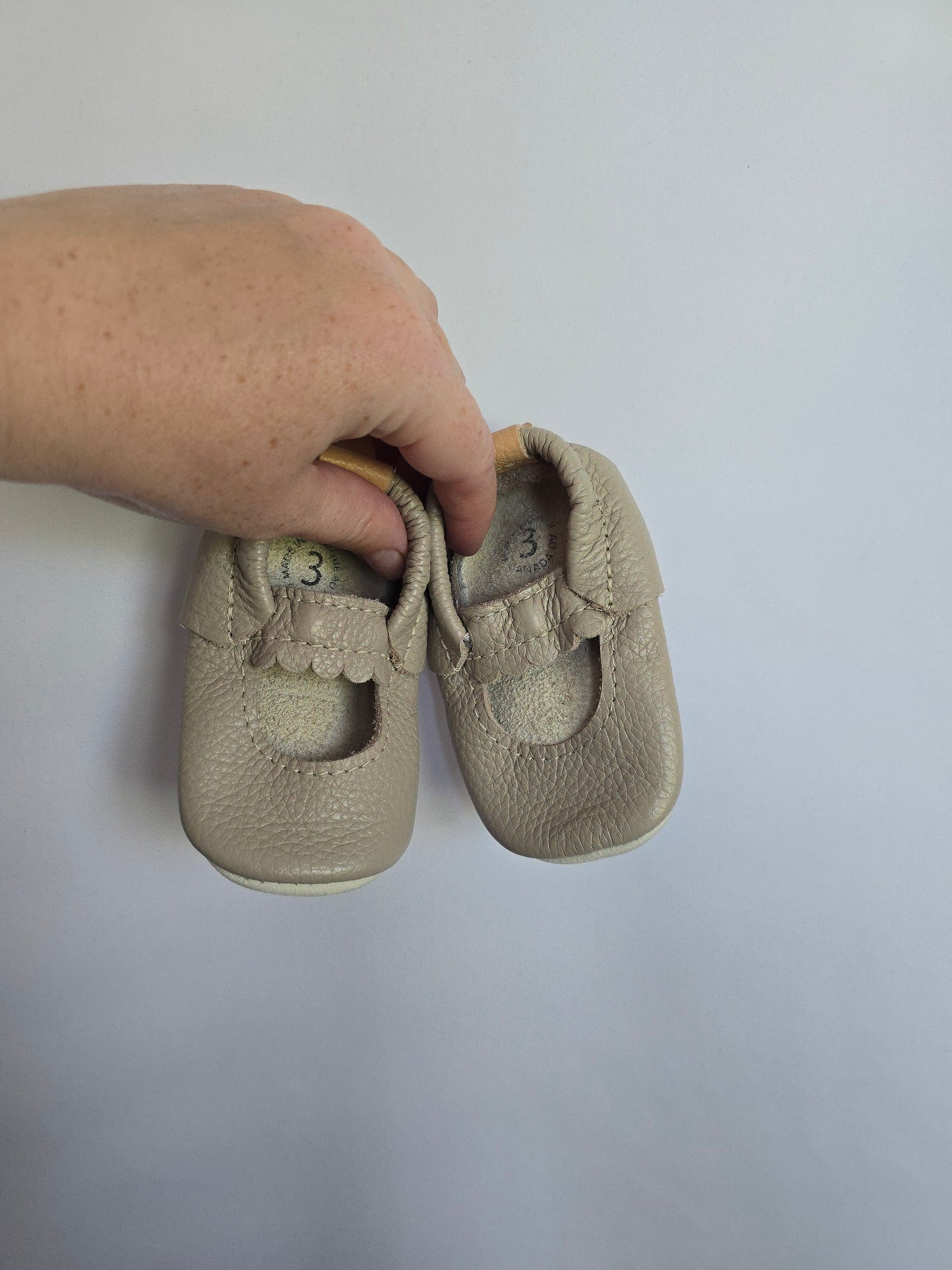 Hey Folks Light Grey Mary Jane Soft Sole Shoe • 3C