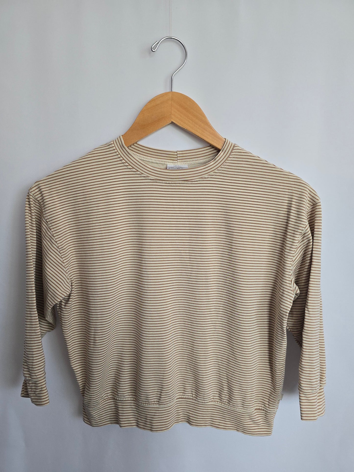 Jax & Lennon Mini Latte Stripe Crewneck • 5-6 years