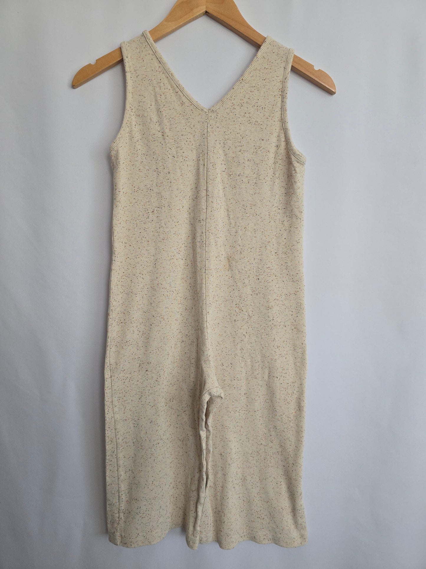 PLAY Jax & Lennon Oat Speckle Ribbed Tank Crop Romper • Youth Medium 8-9 years