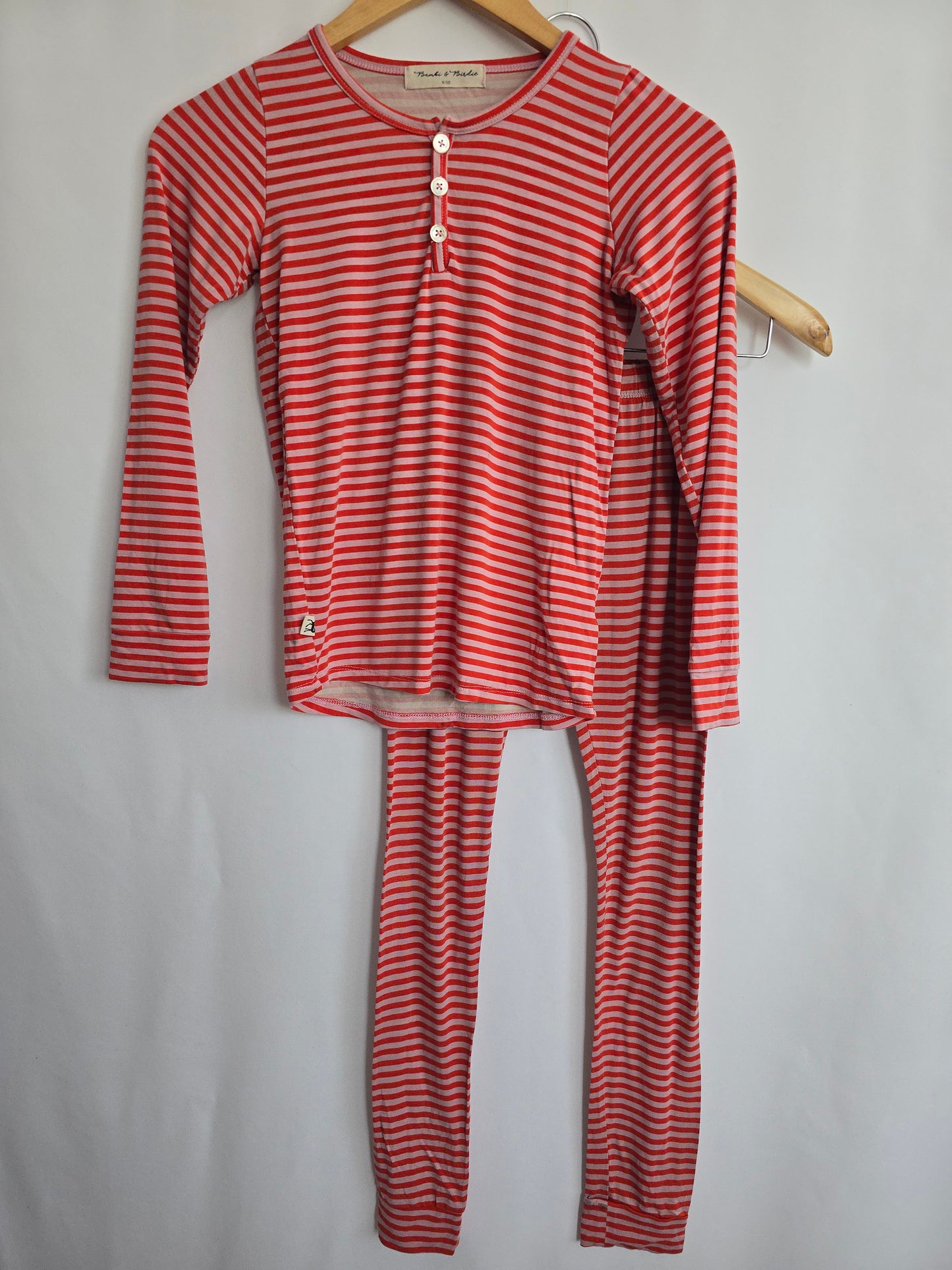 PLAY Bambi & Birdie Red Stripe Pajama Set • 9-10 years